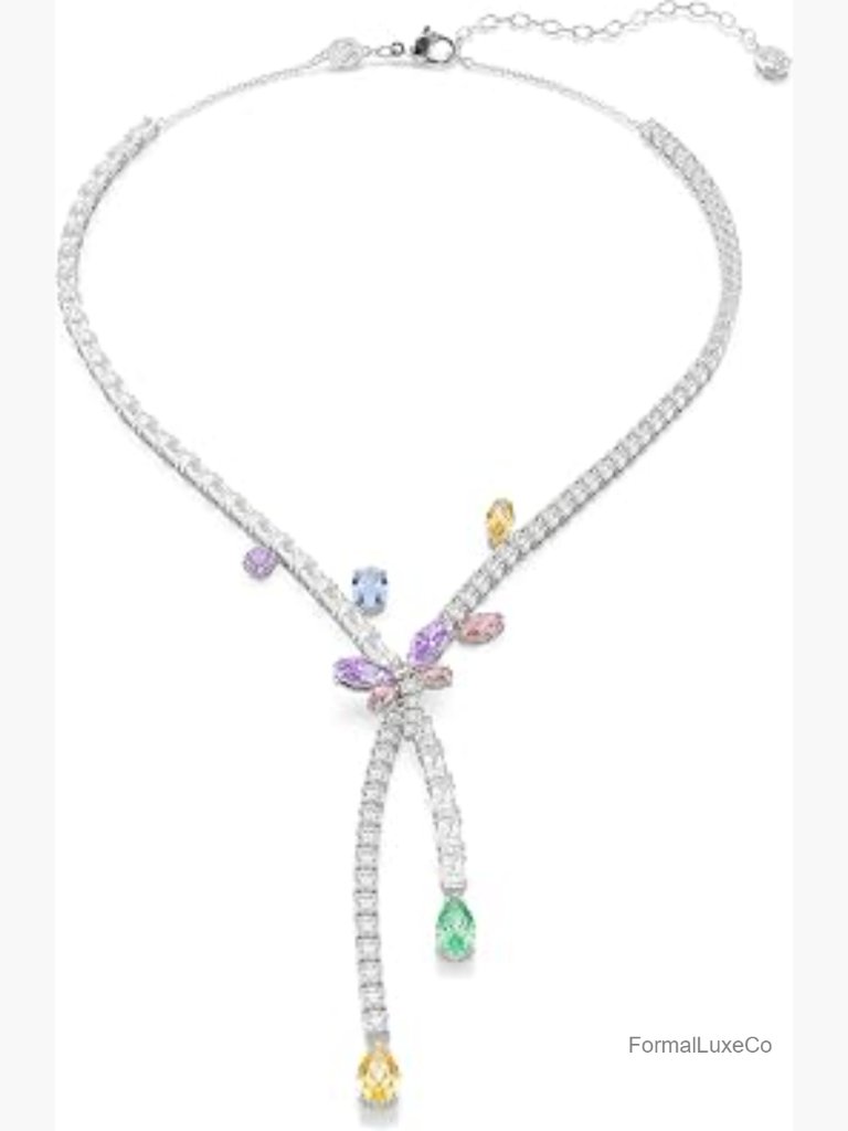 Swarovski Crystal Dragonfly Pendant Necklace Rhodium 18in